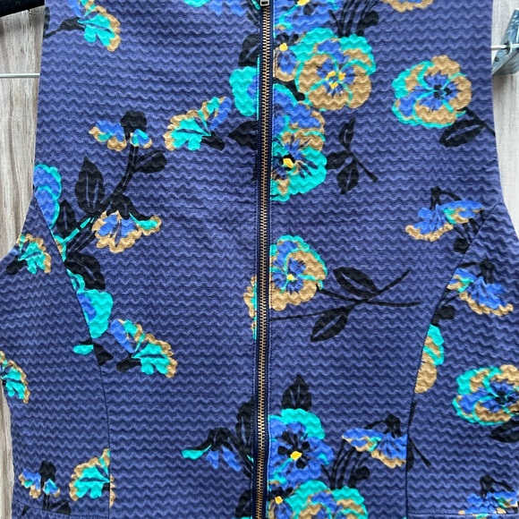 FOSSIL Angelina Navy Multi Color Floral Shift Dress size 6 - Picture 7 of 9